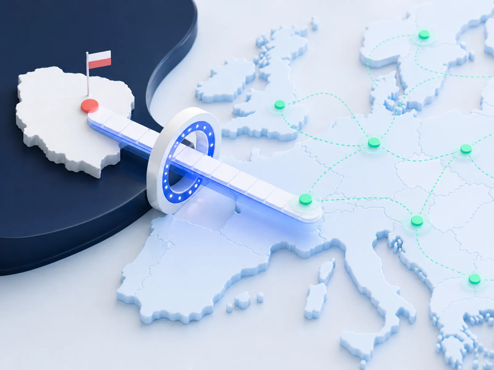 Numer rachunku przechodzący przez bramkę na mapę europejskich połączeń