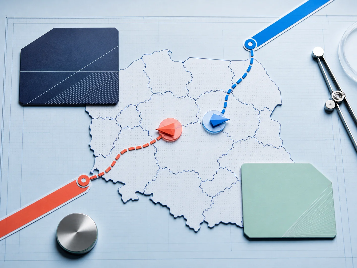 Czerwony drogowskaz odróżniający dwie podobne nazwy polskich banków
